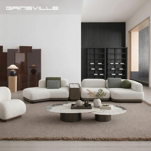 2026 Quiet Luxury Minimalist Boucle Modern Arc-Shaped Sectional With Built-in Stone Side Table GS9223 Quiet Luxury GS9223 - Product Image 1