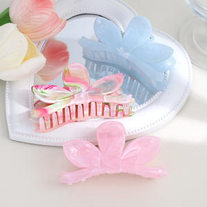 Nouvelles pinces à cheveux colorées en forme de fleur, grandes pinces à cheveux en plastique tendance, accessoires pour cheveux en marbre, pince à cheveux en forme d'œuf, pince requin - Product Image 1