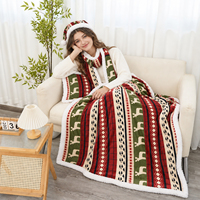Plaid en sherpa doux et moelleux à motif rennes et flocons de neige de Noël nordique, couverture d'hiver pour canapé et lit, décoration de fêtes