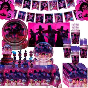 Décorations d'anniversaire sur le thème de <span class=keywords><strong>Demon</strong></span> <span class=keywords><strong>Slayer</strong></span> pour garçons, articles de fête Kpop, assiettes en papier, gobelets, serviettes, nappe, <span class=keywords><strong>bannière</strong></span>, ballons - Product Image 1