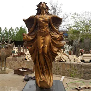 Fábrica personalizada grande al aire libre silicio bronce fundido Bethesda Ángel estatua fuente de agua escultura para la venta