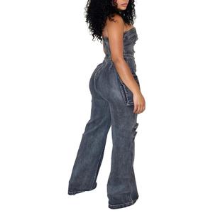 Pantalon en jean multi-poches tendance pour femme, style débardeur - Product Image 5