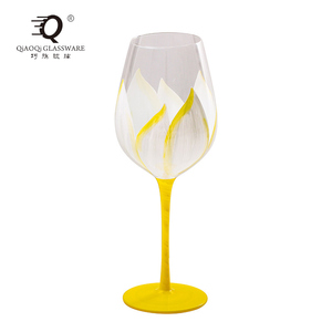 أكواب زجاجية كريستالية فرنسية عتيقة مرسومة يدويًا ، وأحمر قديم - Product Image 6