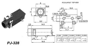 PJ-328 ช่องเสียบแจ็คเสียง 3.5 มม., แบบติดตั้ง SMT 5 พิน, ตัวเชื่อมต่อแบบตัวเมียเปลือกพลาสติกทนอุณหภูมิ - Product Image 6