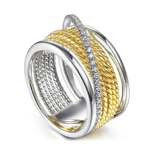 Anello a Spirale Bicolore Multistrato, Anello Classico da Dito per Donne - Product Image 3