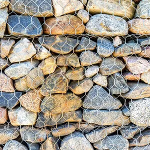 Galfan Gabion Stone Cage Mesh Gabion Basket PVC Coated Green Gabions