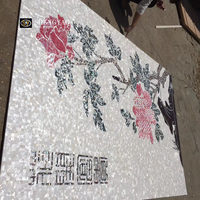 Mosaïque en nacre à motif d'oiseaux pour décoration murale d'entrée