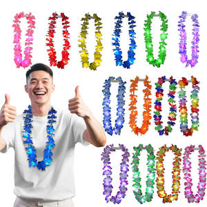 独立記念日用バルクネックレス アメリカ愛国心LEDライト ハワイアンフラワーレイネックレス 国民祝賀パーティー装飾用 - Product Image 5