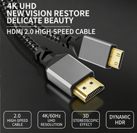 Mini 2.0 4K pour câble PVC, conducteur en cuivre pur, coque en aluminium gris, adaptateur mâle compatible HDTV tressé, 10m PARAMOUNT