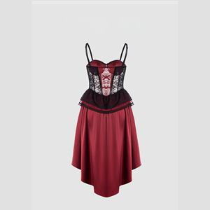 Vestido Corsé de Satén con Encaje Estilo Gótico, Vestido Slip Estilo Academia Oscura con Faja Reductora, Vestido de Cosplay Víctoriano Vampiro - Product Image 2
