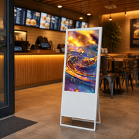 Layar Sentuh Digital Signage Mobile 55 inci 1080p, Tipe Lantai, untuk Periklanan, Layanan Mandiri, Bisnis, Toko Ritel