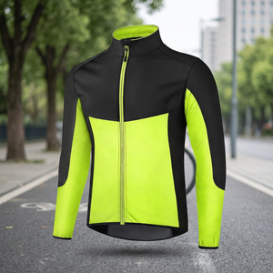 Chaqueta de Ciclismo para Hombre, Negra y Verde Lima, con Cierre Completo, Mangas Largas, Resistente al Viento, de Secado Rápido, Ecológica, Personalizable, para Bicicleta de Montaña - Product Image 3