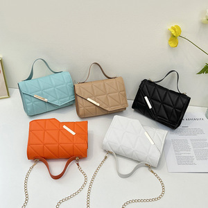 Trendy Rhomboid Chain PU Women's <b>Handbag</b> Fashionable <b>Small</b> Square Casual Crossbody Shoulder Bag - Product Image 1