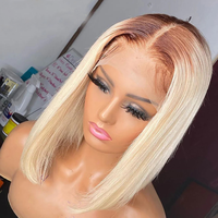 Perruque Lace Front Wig 613 naturelle péruvienne, cheveux humains, couleur Blonde, pas cher, 4-100%