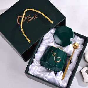 High-quality Appearance Level Gift <b>Ceramic</b> <b>Mugs</b> Marble-patterned Covered Spoon Water Cups Customized LOGO - Product Image 6