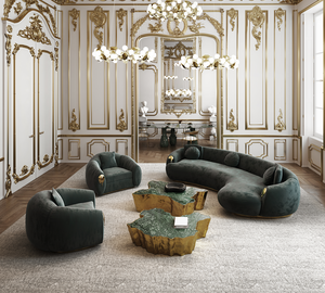 Bộ ghế <span class=keywords><strong>sofa</strong></span> sang trọng kiểu Ý, nội thất phòng khách hiện đại, thiết kế cao cấp, chất liệu vải Nubuck, chân đế bằng đồng thau. - Product Image 3