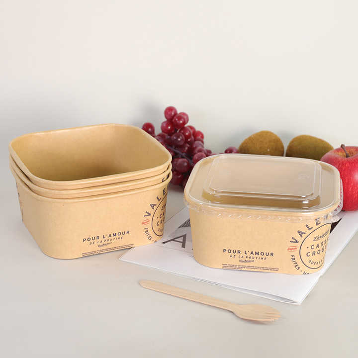 Square Kraft Paper Bowl Environmental Protection Food Packing Paper ...