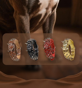Heavy Duty Riveted Dog <b>Collar</b> with Crocodile Texture Extra Wide Padded Dog Neck Guard for Large Breeds Custom Logo - Product Image 2