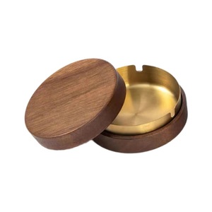 Cendrier rond en bois massif avec couvercle - Product Image 5