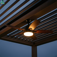 Pergola motorisée moderne ANCSEM à lames orientables en aluminium, imperméable, avec ventilateur de plafond et éclairage pour la décoration de jardin et de patio