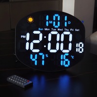 Großbildschirm LED Kunststoff Ovale Moderne Minimalistische Wanduhr Leuchtende Anzeige Wettervorhersage Alarm Kalender Luftfeuchtigkeit Wohnzimmer