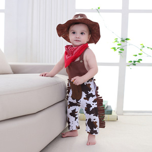 Combinaison de cowboy pour bébé de 3 à 24 <span class=keywords><strong>mois</strong></span>, combinaison fantaisie western pour garçons, <span class=keywords><strong>costume</strong></span> pour tout-petits avec chapeau - Product Image 2