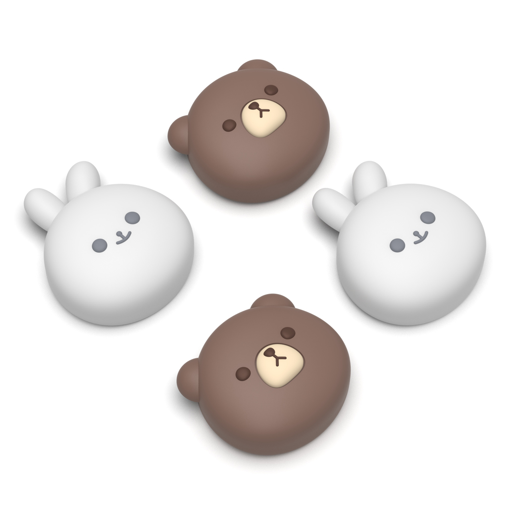 Tapas de joystick de oso gordito y conejito sonriente de colores mezclados WWYNTJ007