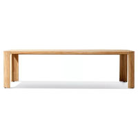 Ensemble de salle à manger d'extérieur moderne en teck pour hôtel et restaurant, table rectangulaire, fauteuils, finition anti-UV, mobilier de patio pour jardin