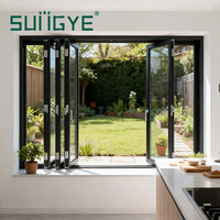 Fenêtre pliante en aluminium SUNGYE de luxe pour villa, avec verre résistant aux ouragans, pour cuisine, balcon, espace résidentiel