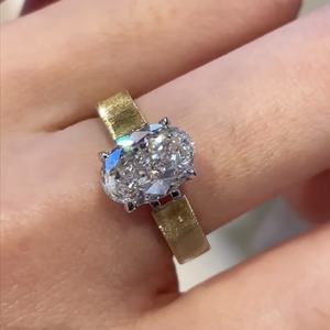 Gi HPHT CVD, классическое кольцо для полировки, 14 карат, 18 карат, полировочное кольцо с овальным вырезом, лабораторное кольцо с бриллиантами для мужчин и женщин, обручальное кольцо - Product Image 5