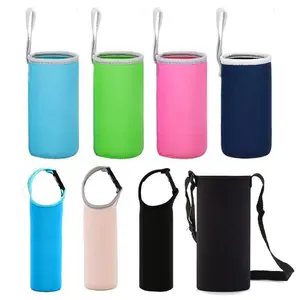Custom Neoprene Single & Double Wine Glass Stubby Holder Insulated Thermal Beer Bottle Carrier Tote Bag with Letter Pattern