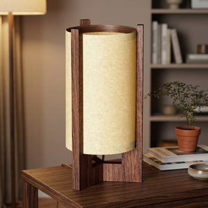 Lámpara de Mesa Tradicional de Madera con Pantalla de Papel Nogal, Alimentación CA, Base para Bombilla E27/E26, Cable, LED Blanco Cálido, Cuidado de la Vista, Alto CRI 80, para Escritorio - Product Image 3