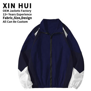 Veste coupe-vent patchwork pour homme avec logo personnalisé, style rétro, color block, vêtements de sport unisexes, coupe ample, veste de sport décontractée, fabrication OEM - Product Image 1