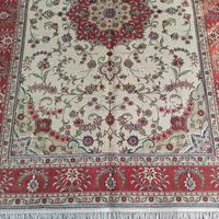 4x6 rouge ivoire noué à la main traditionnel oriental persan soie laine tapis à la main laine tapis pour chambre