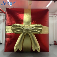 Boîte cadeau gonflable en tissu doré pour Noël, utilisée pour la décoration de scène, les fêtes du Nouvel An et la publicité.