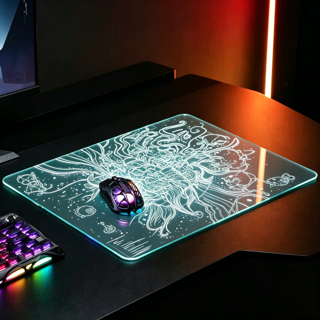 Factory Custom Design Gaming Glass Mousepad Ultra Smooth Waterproof Customizable Precision Speed Control