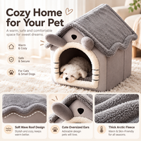 Lit pour chien et chat, niche, mignon, rayé, épais, fourré, lavable, chaud, doux, confortable, luxueux, hiver, intérieur