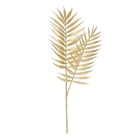 Tige de feuille de palmier dorée artificielle à 2 têtes, feuille de palmier Areca réaliste en finition dorée pour la décoration d'automne dorée, mariage et maison