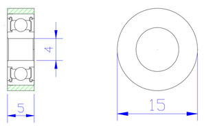 Rueda de Poliuretano Pequeña, Ruedas de Ferrocarril de Poliuretano PU62415-5 624ZZ, Rueda de PU 3x15x4mm, Rodillo de Poliuretano, Ruedas de Coaster - Product Image 2