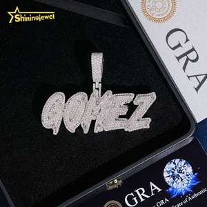 Colgante Personalizado con Nombre <span class=keywords><strong>Gomez</strong></span>, Colgante con Letra Personalizada, Plata 925, Diamante Moissanita, Número, Nombre, Inicial, Logotipo - Product Image 1