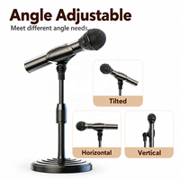 Support de microphone de bureau, support de micro réglable en hauteur avec base stable, support de table pour podcasting, streaming et enregistrement
