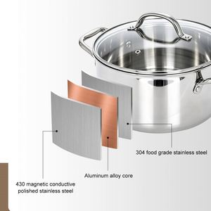 Utensilios de Cocina, Olla para Sopa de Acero Tri-Ply, Juego de Ollas de Acero Antiadherentes para Cocina de Gas e Inducción - Product Image 2