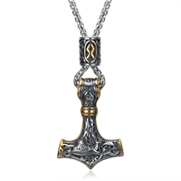Amuleto Vikingo Nórdico, Collar con Colgante de Martillo de Thor Mjolnir Escandinavo, Colgante de Plata con Diseño de Armadura del Brazo de Thor