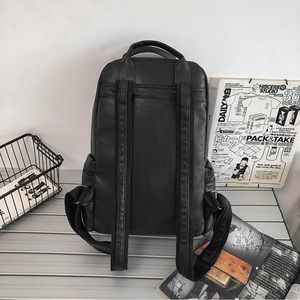 <span class=keywords><strong>Sac</strong></span> <span class=keywords><strong>à</strong></span> <span class=keywords><strong>Dos</strong></span> d'Ordinateur <span class=keywords><strong>Homme</strong></span> en Cuir Noir Souple, Grande Capacité, Tendance Décontractée pour Étudiant, Vente en Gros - Product Image 4