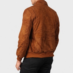 Veste en cuir véritable pour homme, personnalisable, de haute qualité, coupe slim, respirante, doublure en fausse fourrure, col montant, 300g, nouveau design, épaisseur standard - Product Image 4