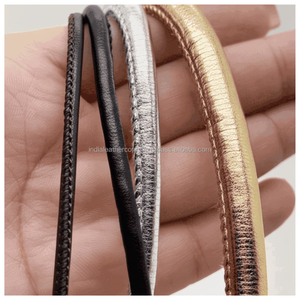 Cordón de cuero Chapado en plata 925 cosido de alta calidad, pulsera de joyería, Correa Flexible fuerte Esmeralda, colores negro/plata/dorado - Product Image 1