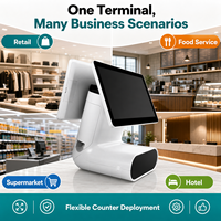 Terminal POS Android Layar Ganda All-in-One Touch Cash Register WiFi/USB Kode QR/Pengenal Wajah Restoran Kafe Kedai Teh Susu
