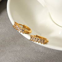 Серьги-кольца H&C Dainty с позолотой 18K PVD и цирконами, гипоаллергенные, из нержавеющей стали, для помолвки и вечеринок, для женщин