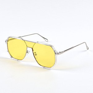 Fashion <b>Rectangle</b> Sunglasses Full Rim <b>Mirror</b> Lenses Unisex Casual UV380 Protection Adult Metal Frame - Product Image 5