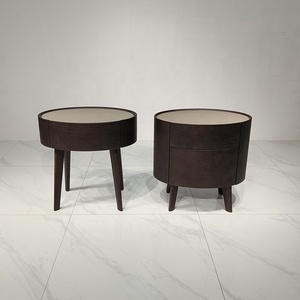 Table <span class=keywords><strong>de</strong></span> chevet minimaliste italienne en bois massif cendré avec plateau en verre trempé - Product Image 1